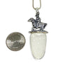 Large Horse & Rider Cast Toy with Textured Clear Sea Glass Pendant on Silver Chain