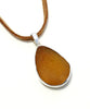 Light Brown Sea Glass Single Pendant on Suede Cord