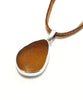 Light Brown Sea Glass Single Pendant on Suede Cord