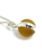 Rich Amber Sea Glass Marble Pendant on Silver Chain