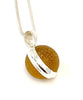 Rich Amber Sea Glass Marble Pendant on Silver Chain