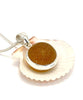 Rich Amber Sea Glass Marble Pendant on Silver Chain