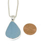Textured Steel Blue Sea Glass Pendant on Silver Chain