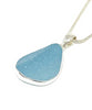 Textured Steel Blue Sea Glass Pendant on Silver Chain