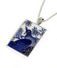 Blue & Gold Peacock Vintage Pottery Pendant