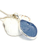 Textured Corn Flower Blue Sea Glass Pendant on Silver Chain
