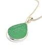 Textured Soft Green Sea Glass Pendant on Silver Chain