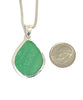Textured Soft Green Sea Glass Pendant on Silver Chain