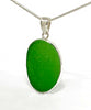Oval Green Sea Glass Pendant on Silver Chain