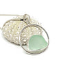 Coke Bottle Blue Sea Glass Hoop Pendant on Silver Chain