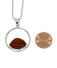 Textured Rich Brown Sea Glass Hoop Pendant on Silver Chain