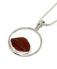 Textured Rich Brown Sea Glass Hoop Pendant on Silver Chain