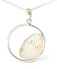Textured Clear Sea Glass Hoop Pendant on Silver Chain