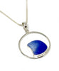 Melded Cobalt Blue & Clear Sea Glass Hoop Pendant on Silver Chain