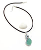 Large Sea Horse and Aqua Sea Glass Pendant on Suede Cord