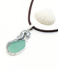 Large Sea Horse and Aqua Sea Glass Pendant on Suede Cord