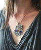 Cast Lace, Shell, Green Sea Glass and Peridot Stones Pendant