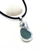 Large Sea Horse and Gray Sea Glass Pendant on Suede Cord