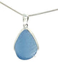 Lightly Textured Soft Blue Sea Glass Pendant on Silver Chain