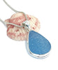 Lightly Textured Soft Blue Sea Glass Pendant on Silver Chain