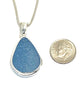 Lightly Textured Soft Blue Sea Glass Pendant on Silver Chain