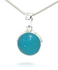 Dark Turquoise Sea Glass Marble Pendant on Silver Chain