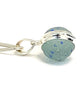 Blue Speckled Sea Glass Marble Pendant on Silver Chain
