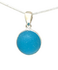 Bright Aqua Sea Glass Marble Pendant on Silver Chain