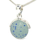 Blue Speckled Sea Glass Marble Pendant on Silver Chain