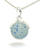 Blue Speckled Sea Glass Marble Pendant on Silver Chain