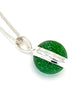 Emerald Green Sea Glass Marble Pendant on Silver Chain