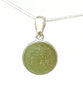 Olive Sea Glass Marble Pendant on Silver Chain