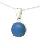 Small Teal Sea Glass Marble Pendant on Silver Chain