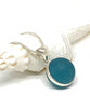 Dark Aqua Sea Glass Marble Pendant on Silver Chain