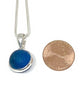 Small Teal Sea Glass Marble Pendant on Silver Chain
