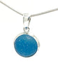 Dark Teal Sea Glass Marble Pendant on Silver Chain