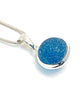 Dark Teal Sea Glass Marble Pendant on Silver Chain