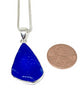 Textured Cobalt Blue Sea Glass Pendant on Silver Chain