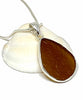 Textured Brown Sea Glass Pendant on Silver Chain