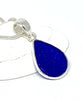 Small Cobalt Blue Sea Glass Teardrop Pendant on Silver Chain