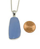 Large Light Blue Sea Glass Pendant on Silver Chain