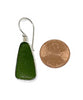 Dark Olive Green Sea Glass Open Back Drop Earrings