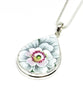 Grey & Pink Detailed Flower Vintage Pottery Pendant