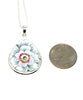 Grey & Pink Detailed Flower Vintage Pottery Pendant