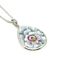 Grey & Pink Detailed Flower Vintage Pottery Pendant