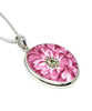 Pink Peony Flower Vintage Pottery Pendant