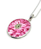 Pink Peony Flower Vintage Pottery Pendant