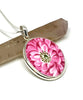 Pink Peony Flower Vintage Pottery Pendant