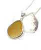 Rich Amber Sea Glass Pendant with Heavy Rim on Silver Chain
