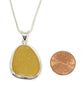 Light Amber Sea Glass Pendant with Heavy Rim on Silver Chain